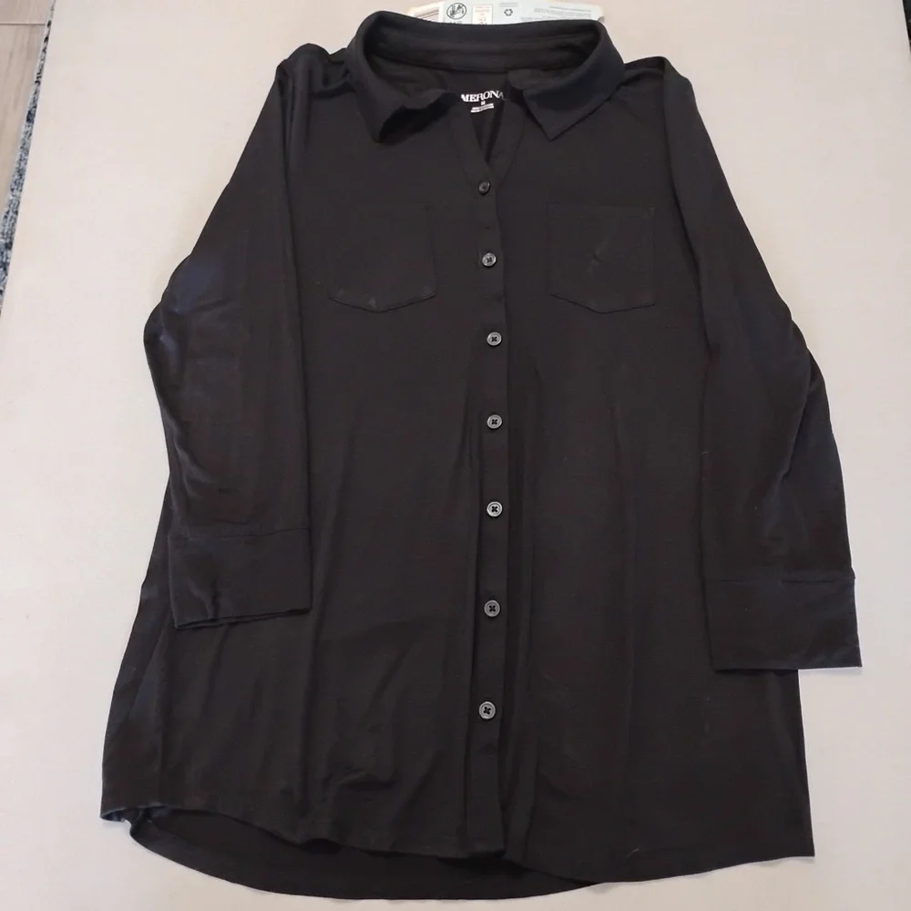 Merona Black Button-Front Shirt Dress Size M | Classic Workwear